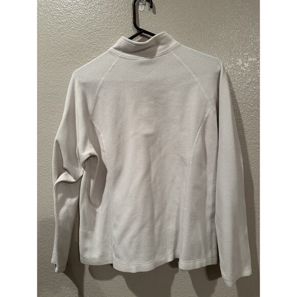LL BEAN Ivory 1/4 Zip Fleece Pullover Size XL High Neck - Picture 4 of 5